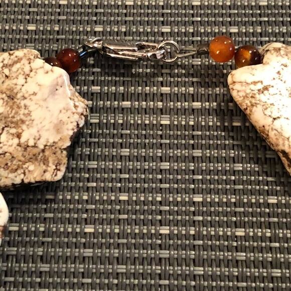 White Turquoise & Brown Jade Ankle Bracelet - Picture 8 of 8